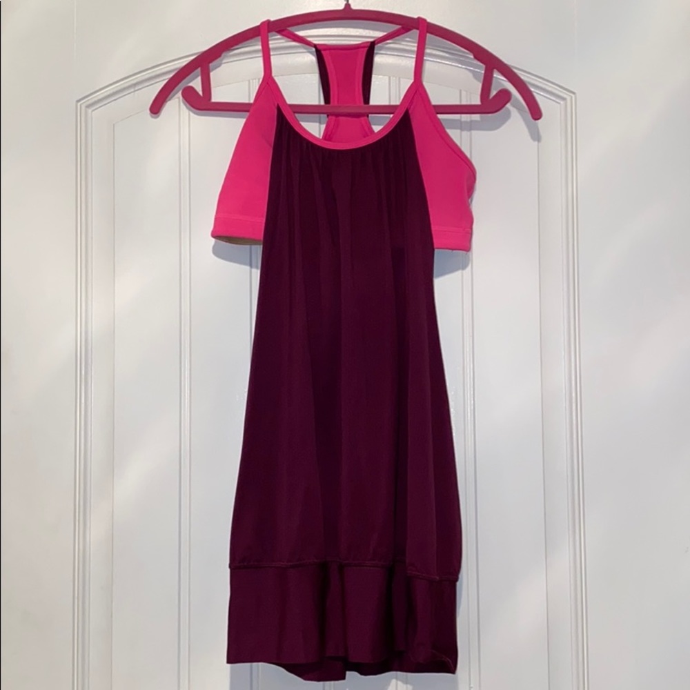 Lululemon Pink and Plum Tank Top with Sports Bra